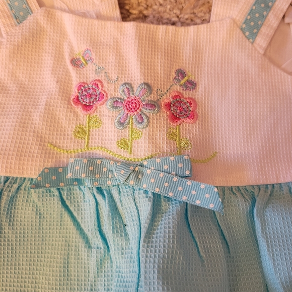 EUC Good Lad One Piece 12 Months Blue White Flowers Sleeveless Button Back - Picture 3 of 6